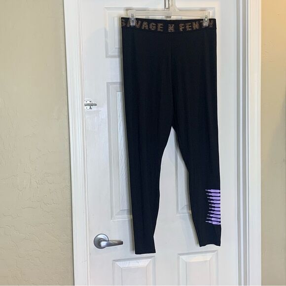 Savage X‎ Fenty Black Purple Logo High Rise Legging Size 2X - Picture 4 of 12